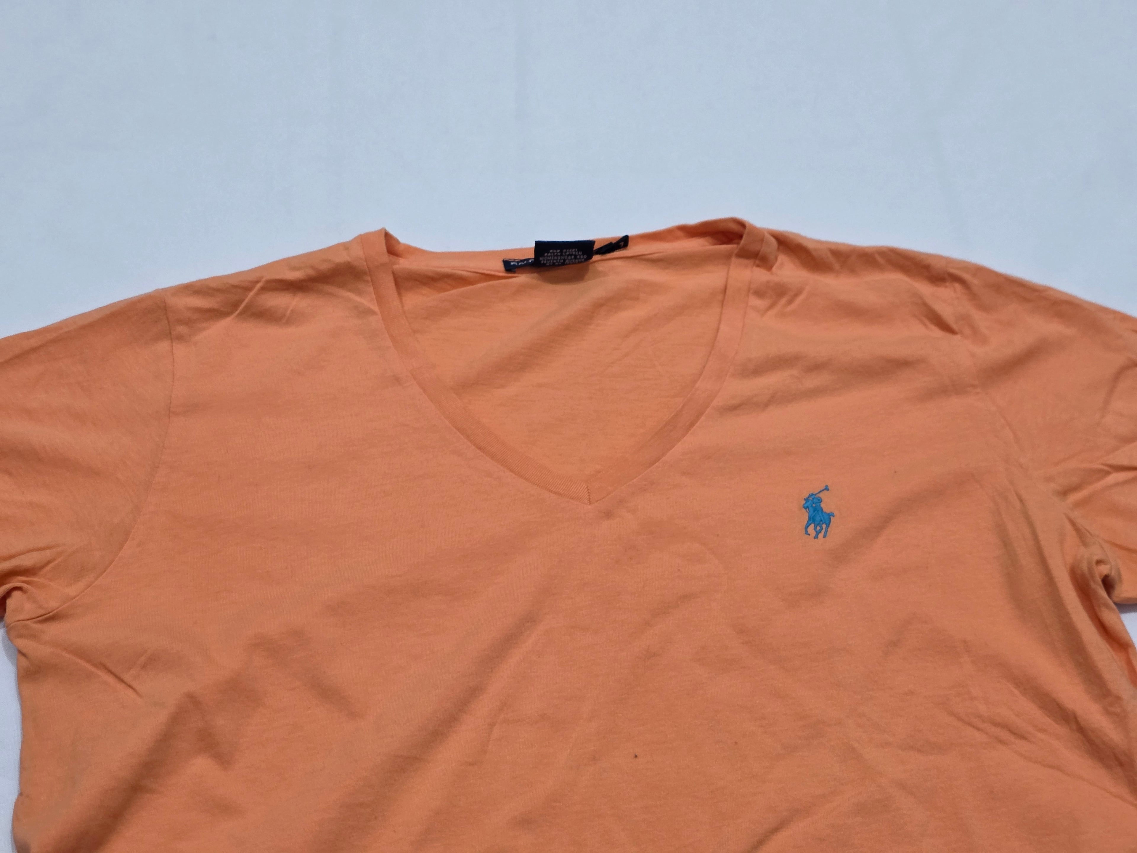 Playera Ralph Lauren Sport Naranja Poni Azul De Mujer
