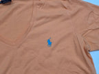 Playera Ralph Lauren Sport Naranja Poni Azul De Mujer