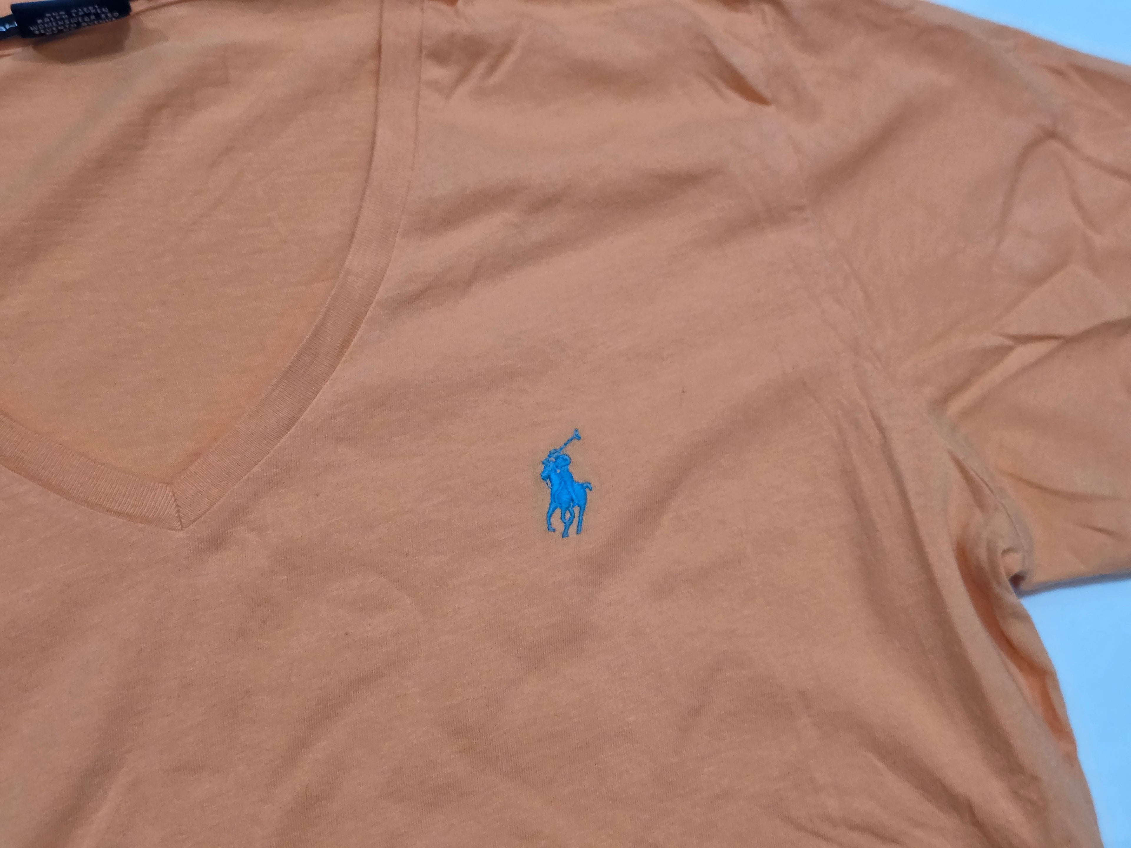 Playera Ralph Lauren Sport Naranja Poni Azul De Mujer