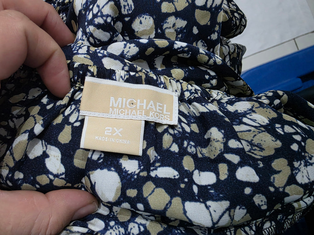 Blusa Michael Kors De Mujer Talla 2x Azul/cafe