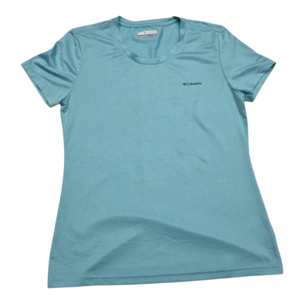 Playera Columbia De Mujer Celeste Talla Chica Manga Corta