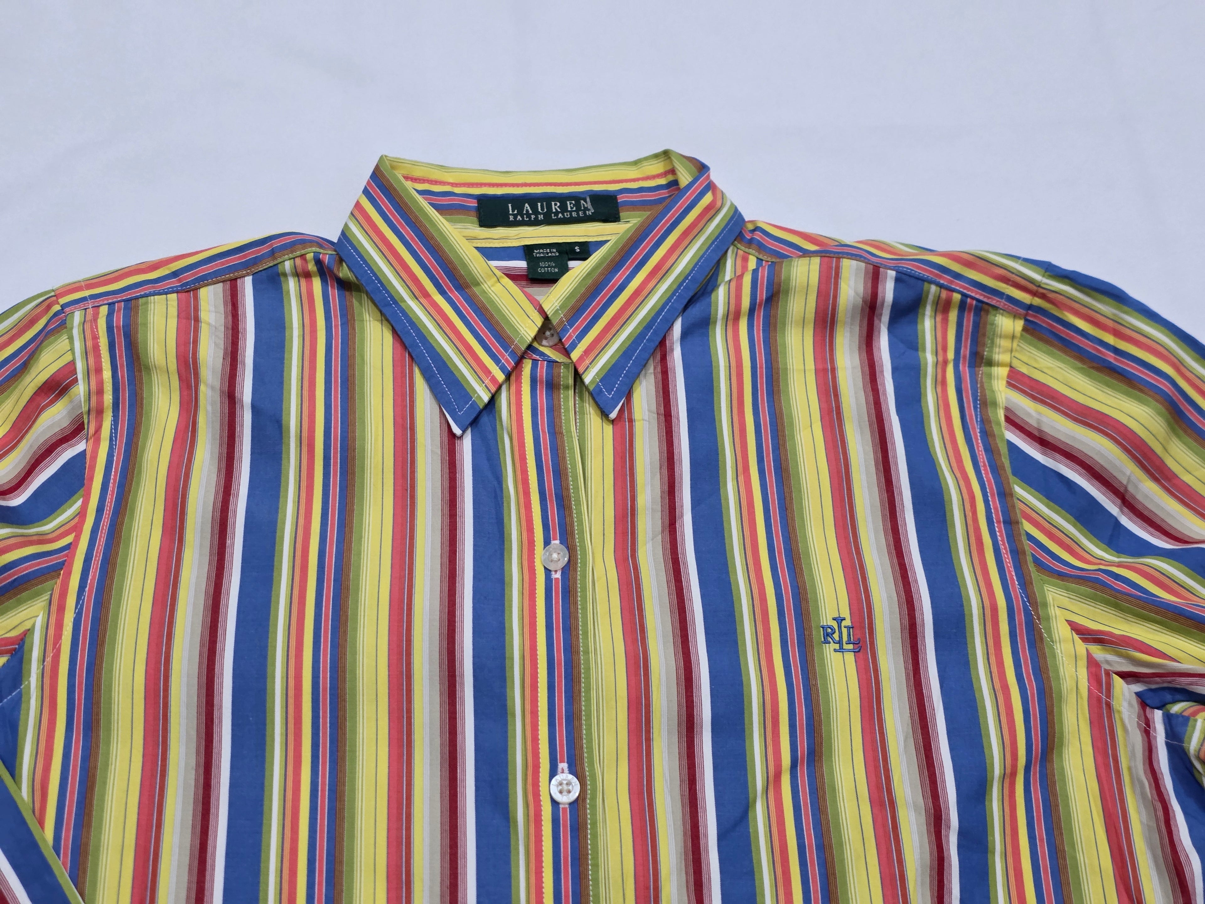 Camisa Ralph Lauren Mujer Talla Chica Amarillo Con Lineas