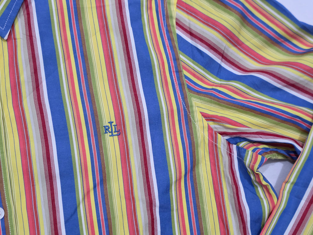 Camisa Ralph Lauren Mujer Talla Chica Amarillo Con Lineas