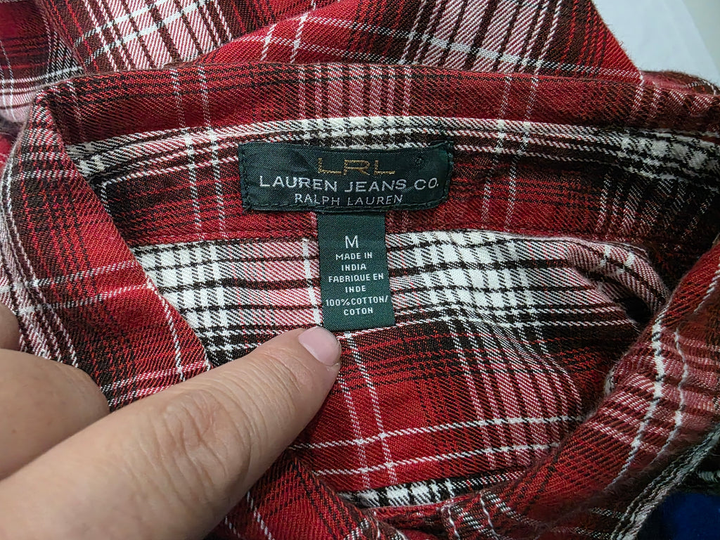 Camisa Ralph Lauren Mujer Mediana Color Rojo Con Cuadros