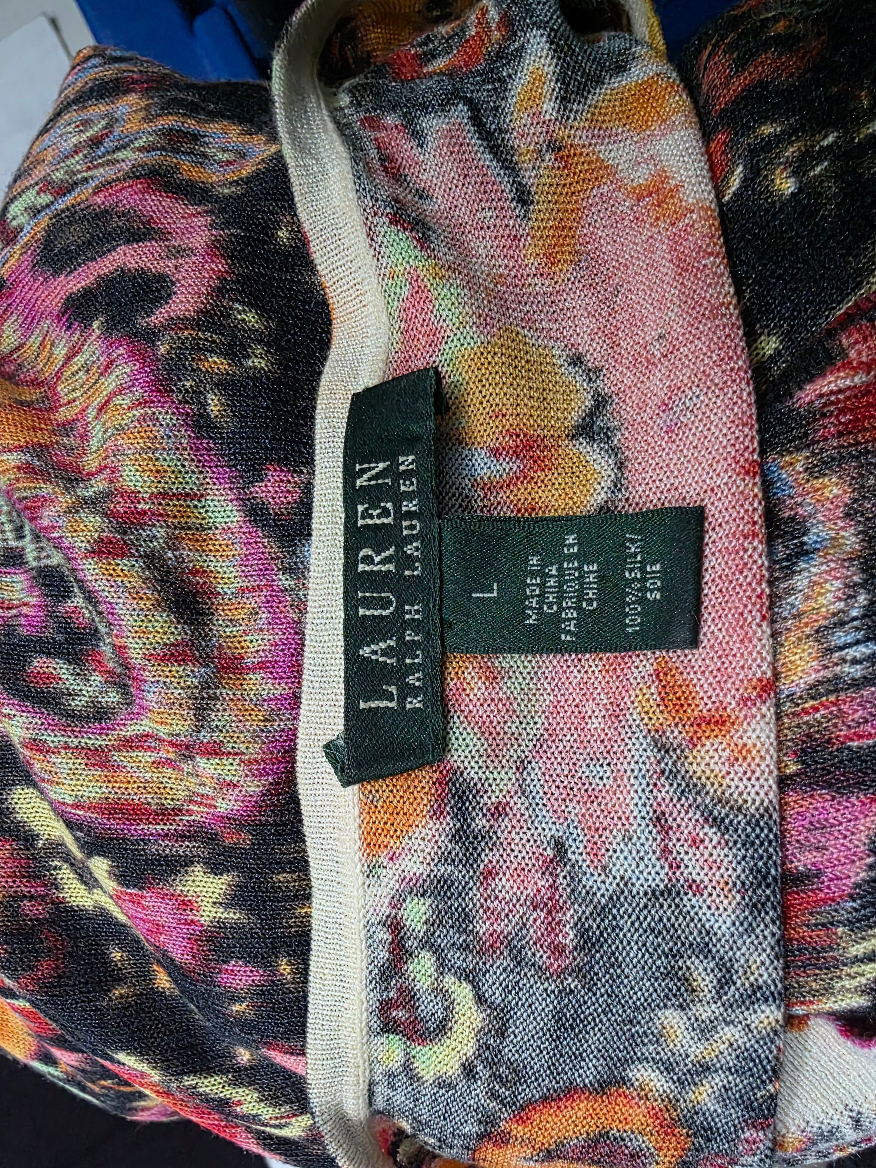 Blusa Ralph Lauren De Seda Talla Grande Multicolor