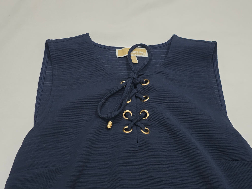Blusa Michael Kors Azul Sin Mangas Talla Grande Con Cordones
