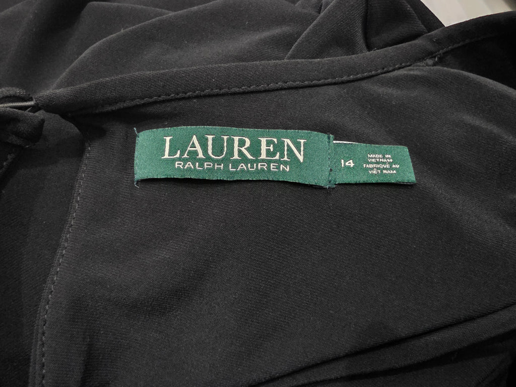 Vestido Ralph Lauren Mujer Talla 14 Color Negro Manga Larga