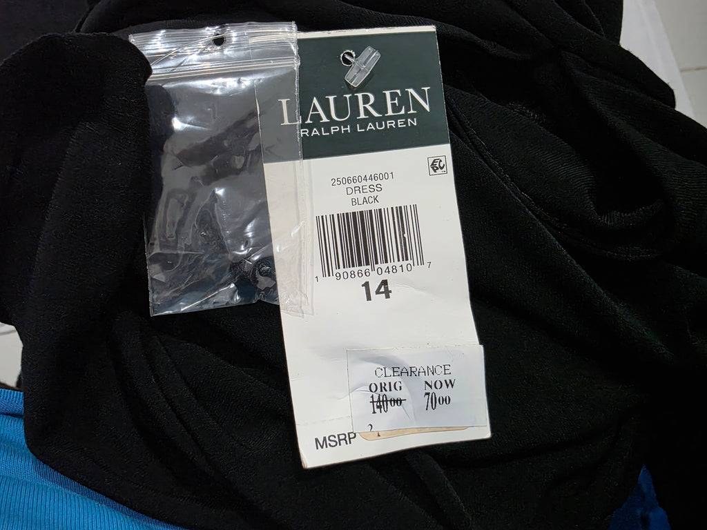 Vestido Ralph Lauren Mujer Talla 14 Color Negro Manga Larga