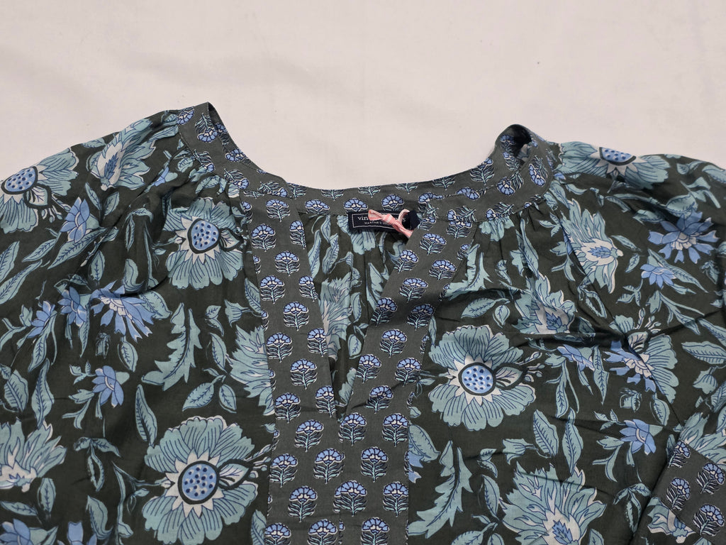 Blusa Vineyard Vines Mujer Verde/azul Floreada Extra Chica