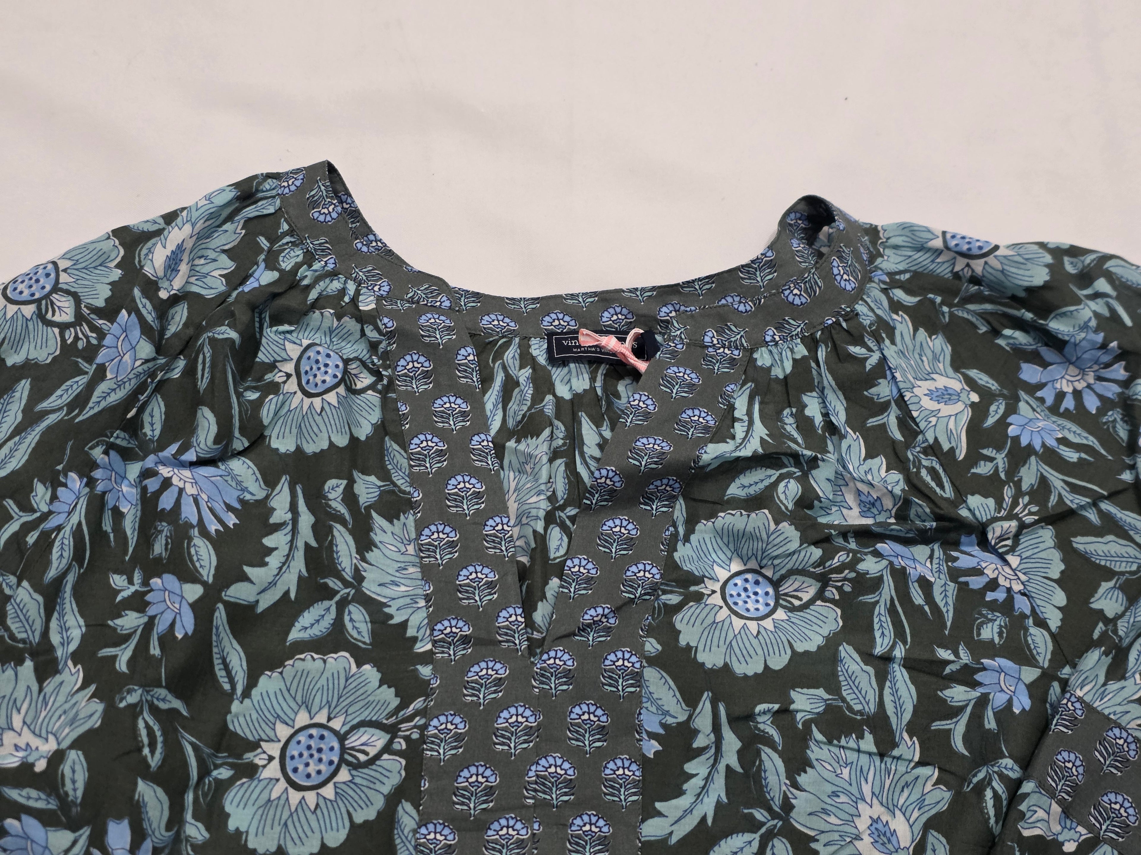 Blusa Vineyard Vines Mujer Verde/azul Floreada Extra Chica