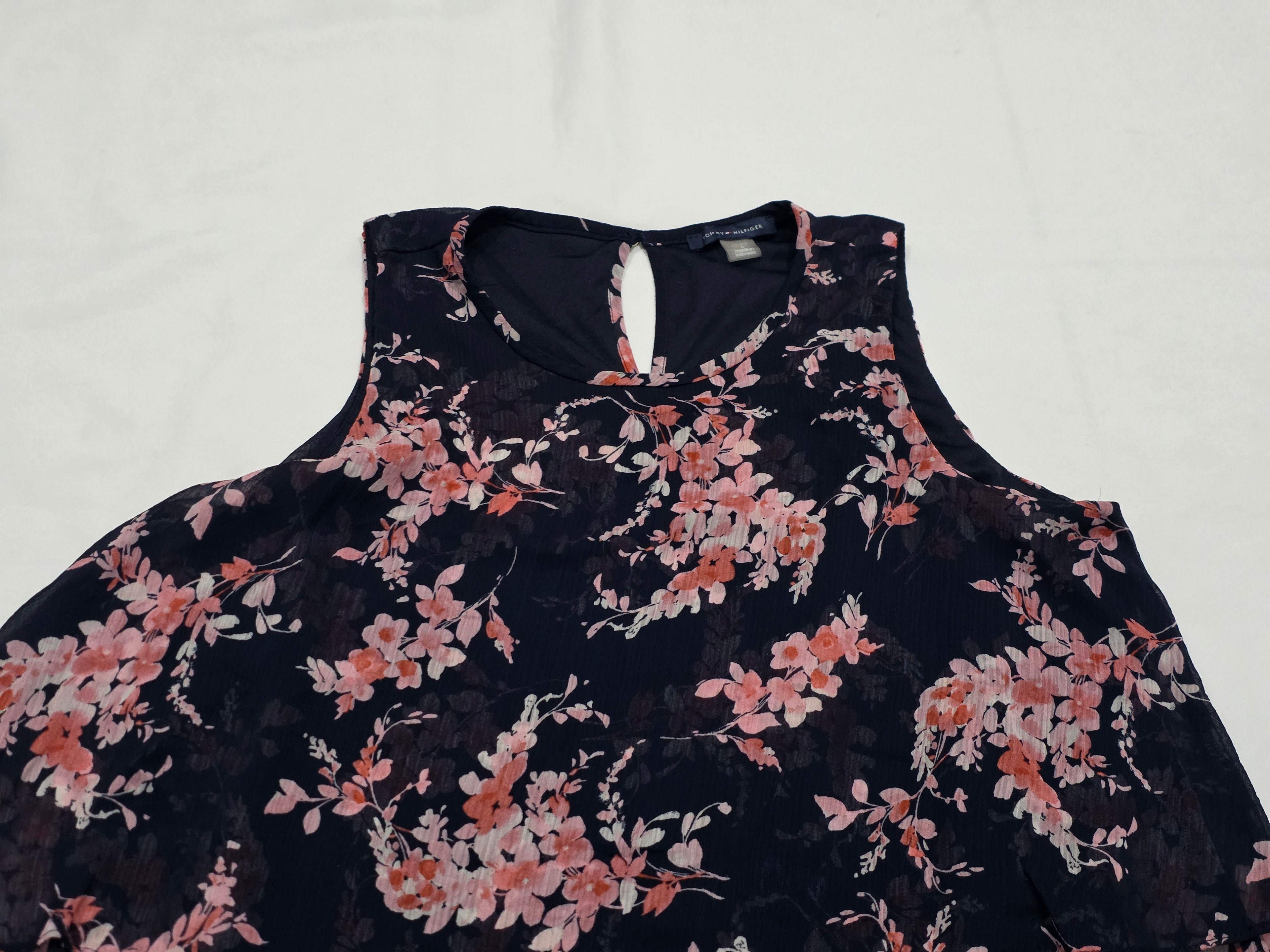Vestido Sin Mangas Tommy Hilfiger Mujer Talla 6 Azul Flores