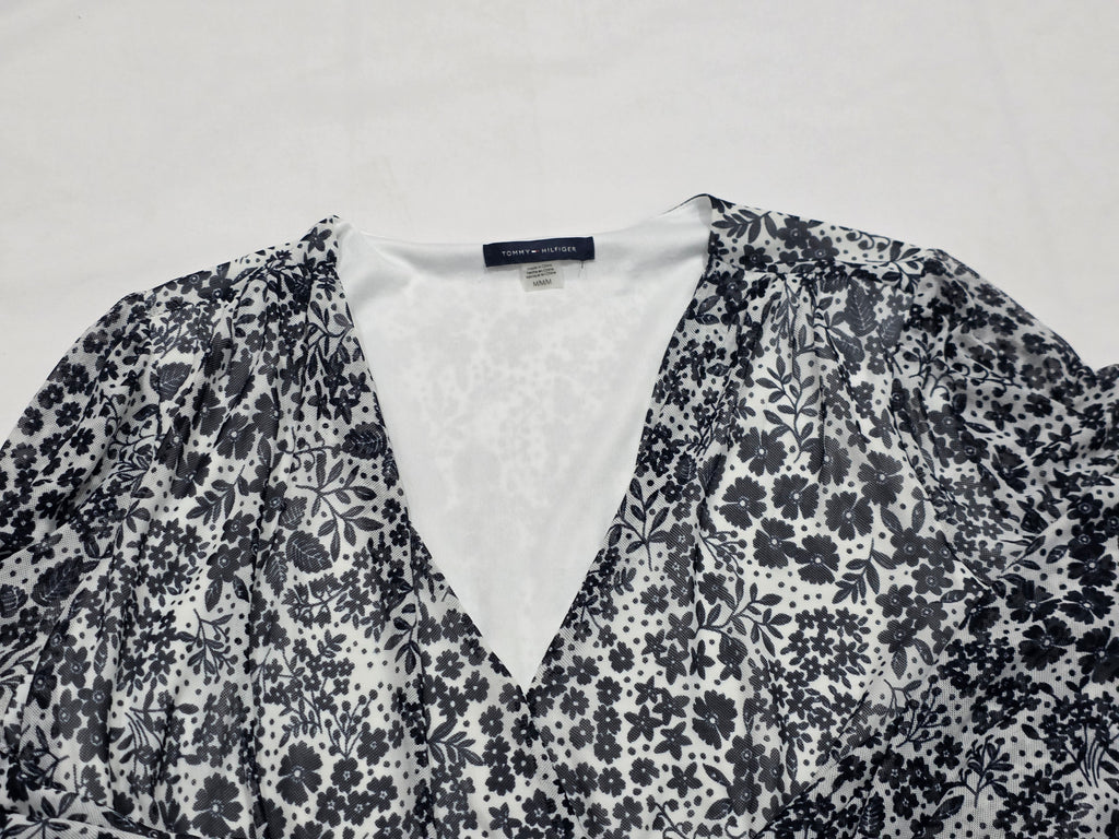 Blusa Tommy Hilfiger De Mujer Floreada Gris/blanco