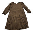 Vestido Tommy Hilfiger Café Tipo Gamuza Manga 3/4 Talla 8