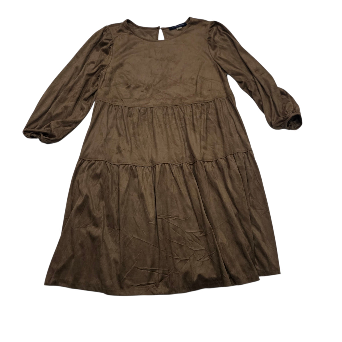 Vestido Tommy Hilfiger Café Tipo Gamuza Manga 3/4 Talla 8