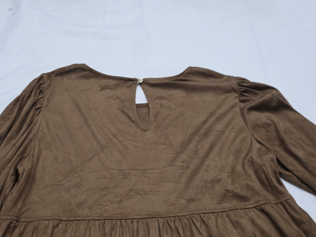Vestido Tommy Hilfiger Café Tipo Gamuza Manga 3/4 Talla 8