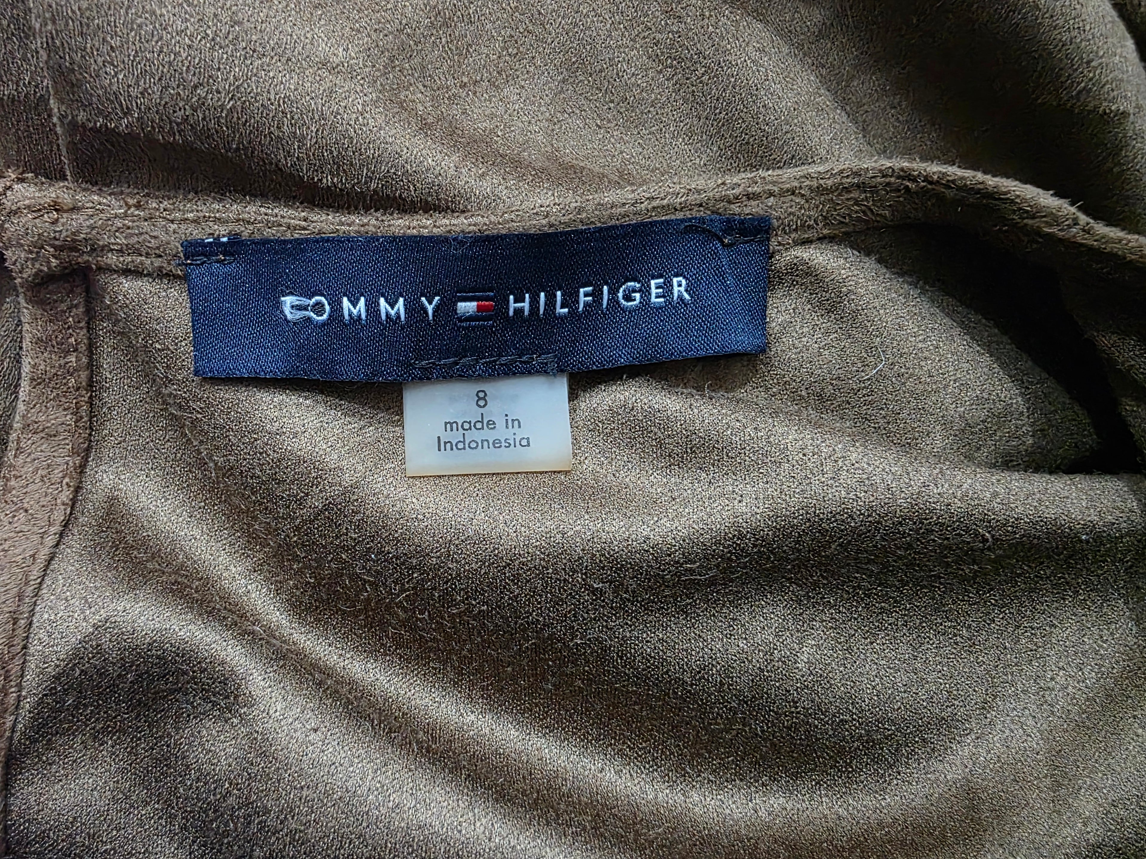 Vestido Tommy Hilfiger Café Tipo Gamuza Manga 3/4 Talla 8
