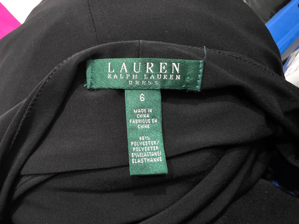 Vestido Ralph Lauren Mujer Talla 6 Color Negro Manga Larga