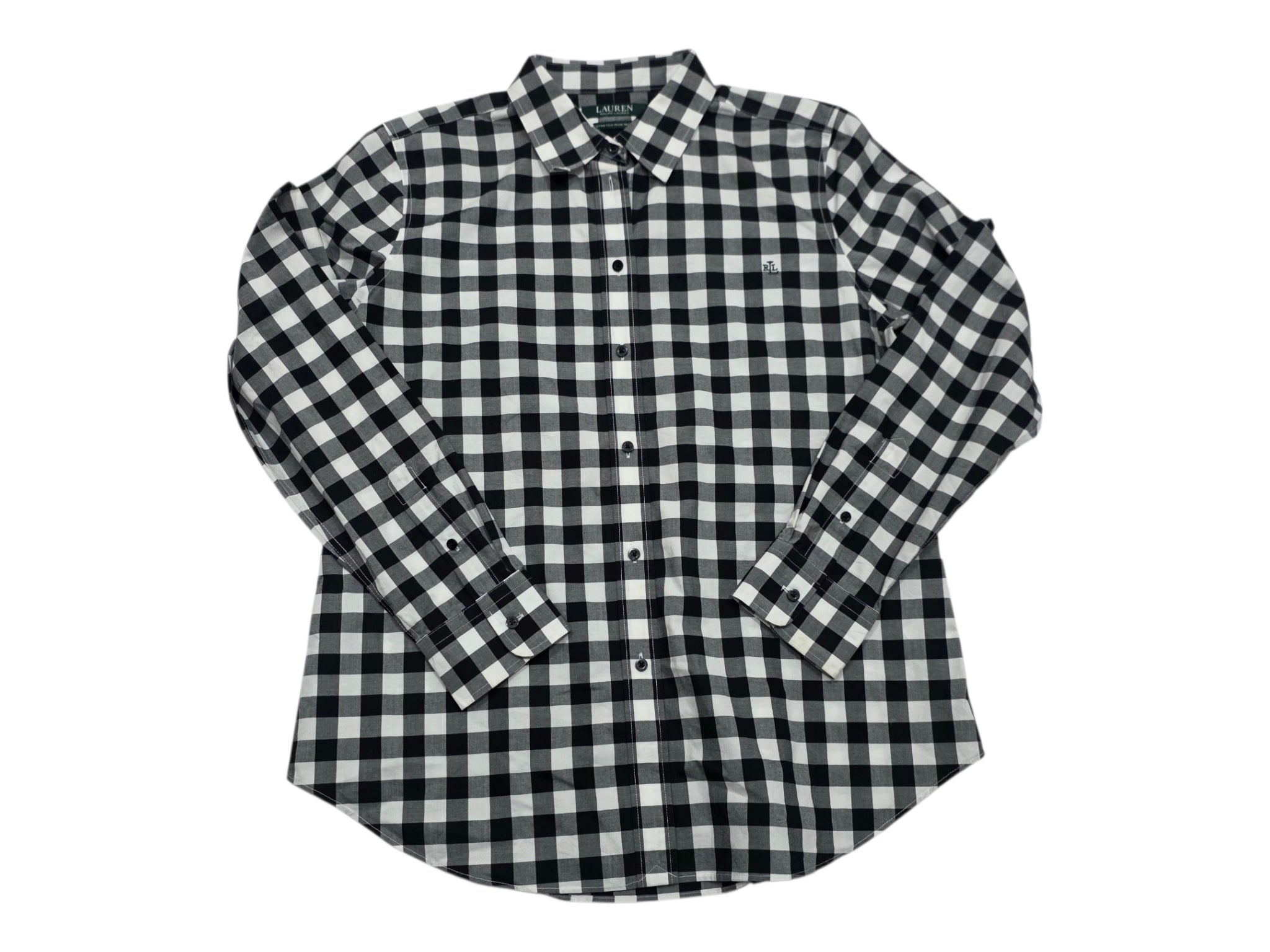 Camisa Ralph Lauren Stretch Non Iron Mujer Negroblanco