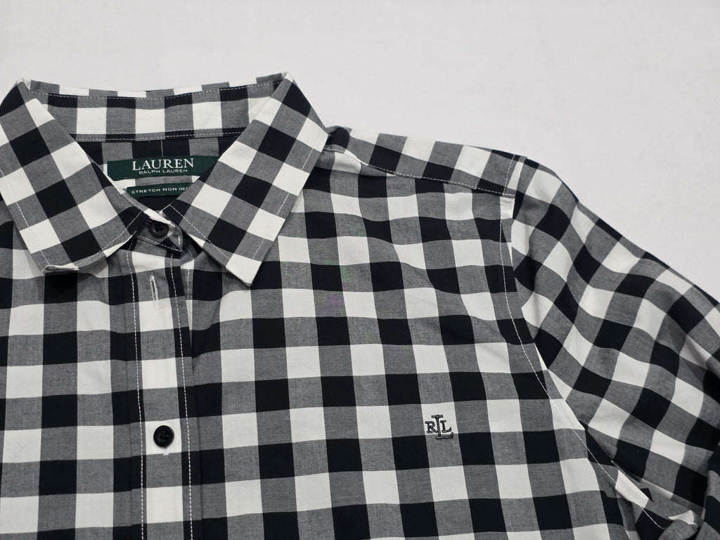 Camisa Ralph Lauren Stretch Non Iron Mujer Negroblanco