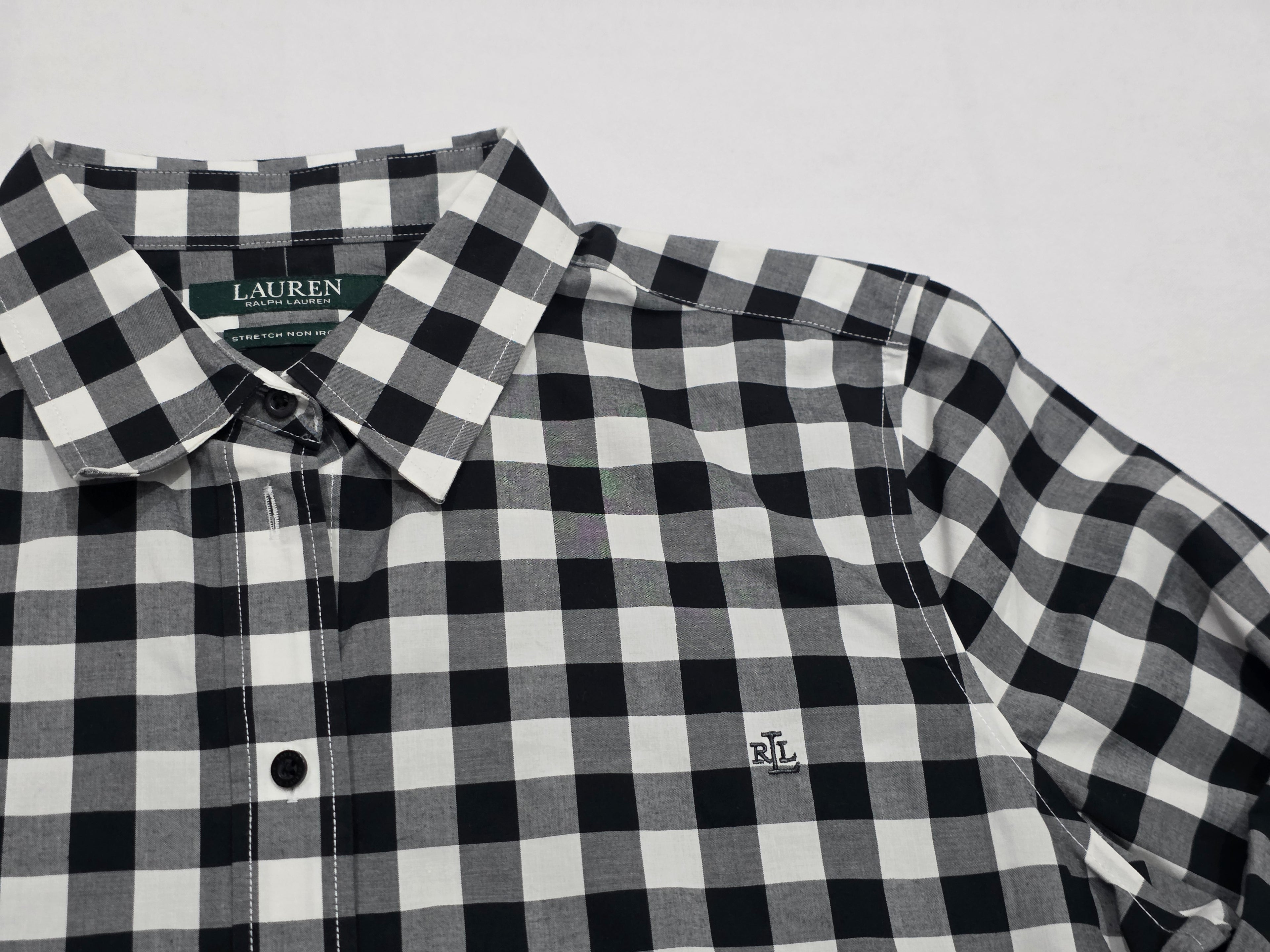 Camisa Ralph Lauren Stretch Non Iron Mujer Negroblanco