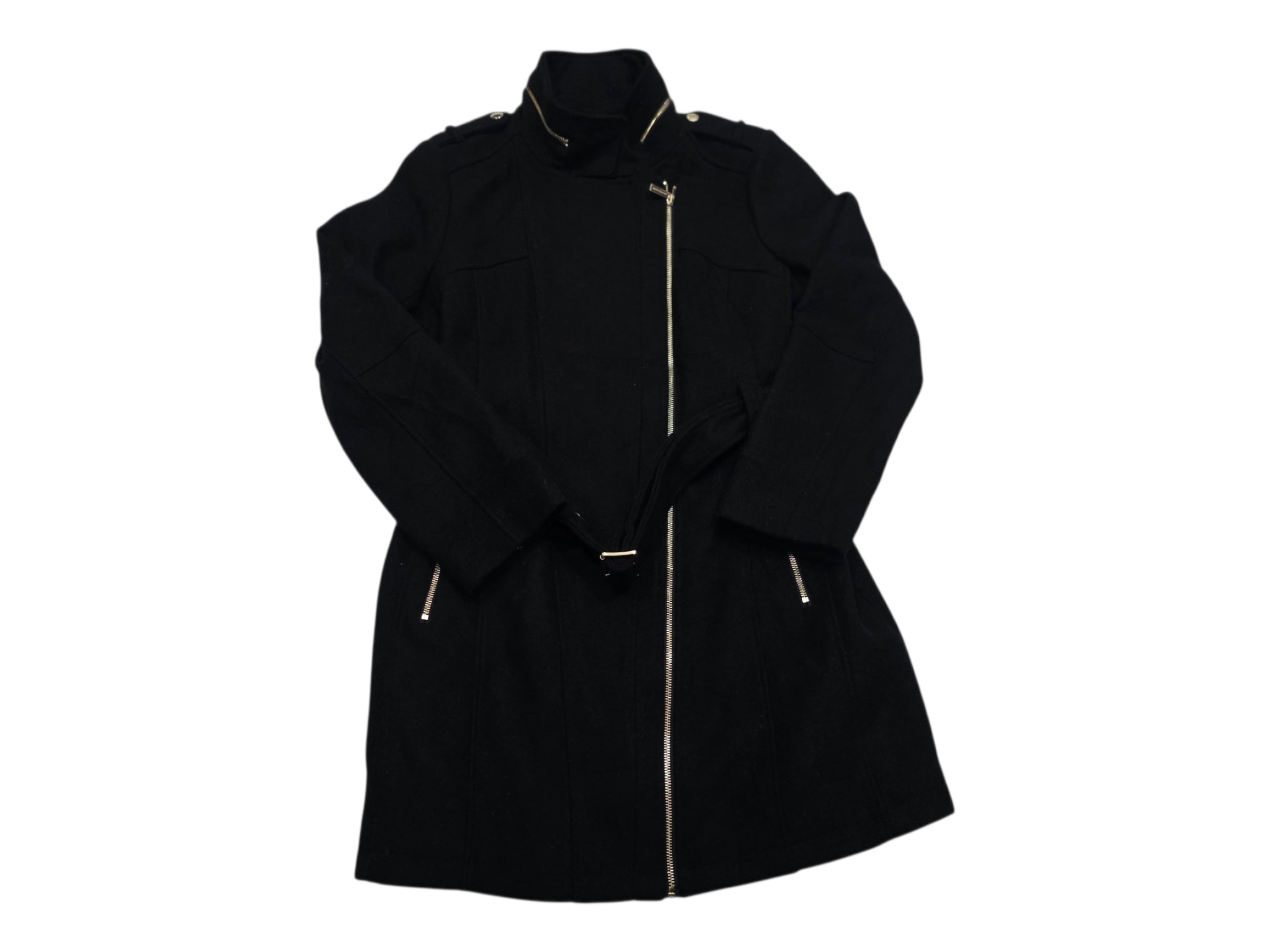 Abrigo Con Cinturon Michael Kors Color Negro Grande De Mujer
