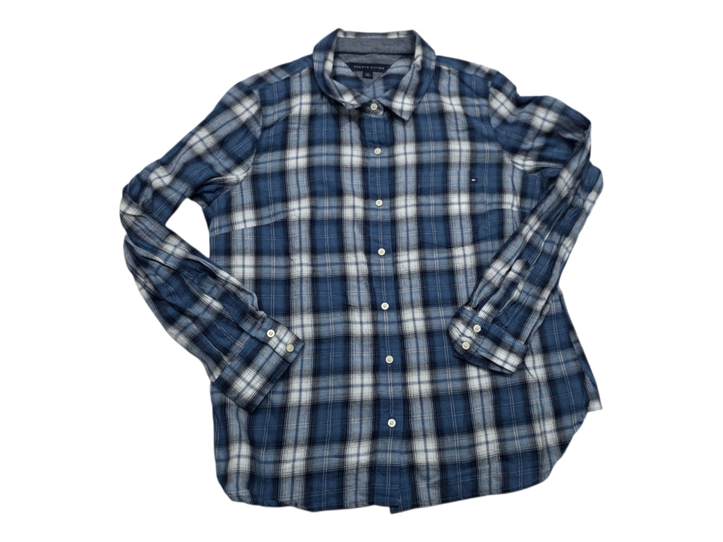 Camisa Tommy Hilfiger De Mujer Talla Grande Azul A Cuadros