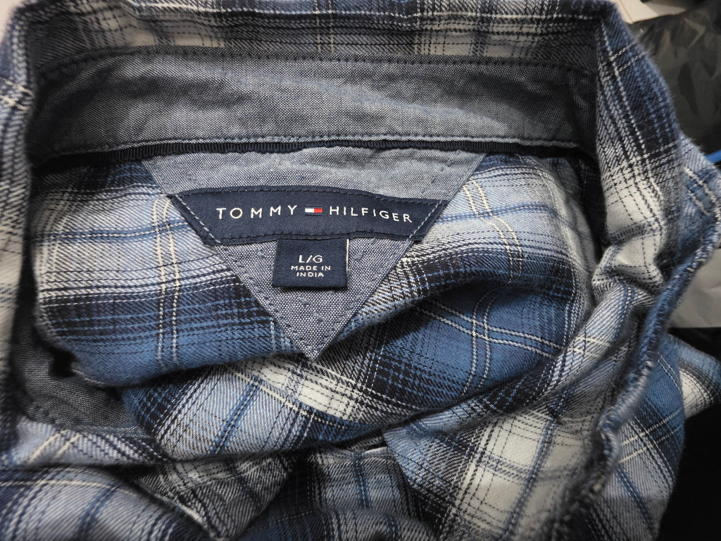 Camisa Tommy Hilfiger De Mujer Talla Grande Azul A Cuadros