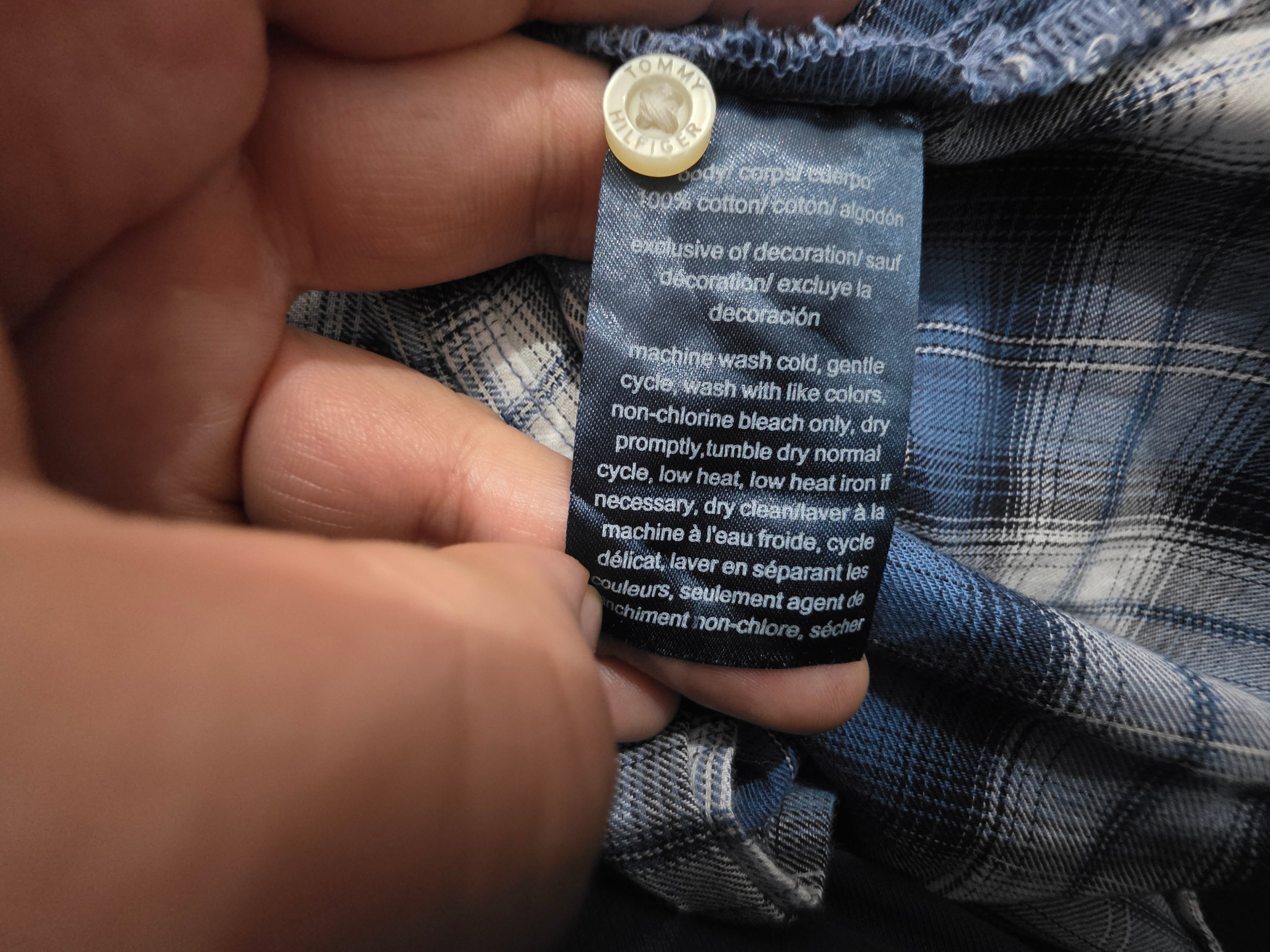 Camisa Tommy Hilfiger De Mujer Talla Grande Azul A Cuadros