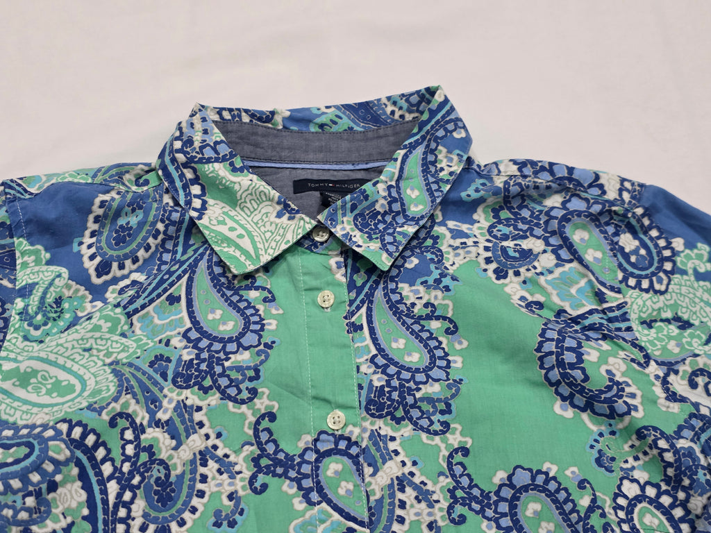 Camisa Tommy Hilfiger De Mujer Grande Azul/verde