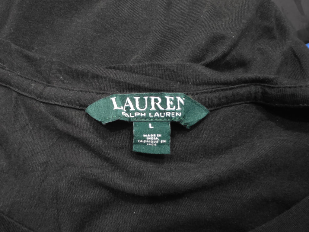Vestido Casual Ralph Lauren Mujer Grande Negro Manga Corta