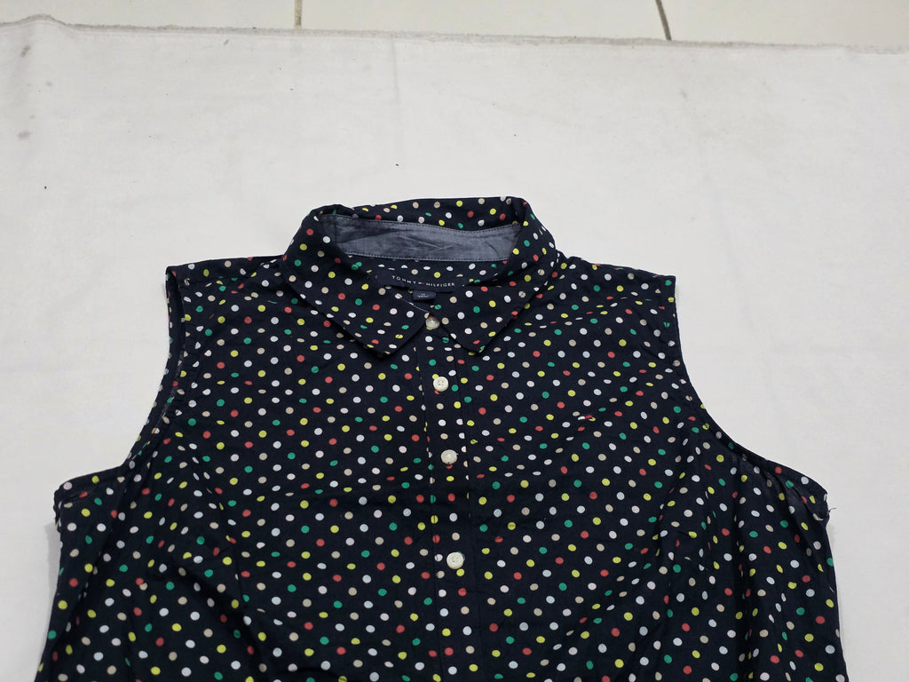 Vestido Camisero Tommy Hilfiger Mujer 12 Sin Manga Lunares