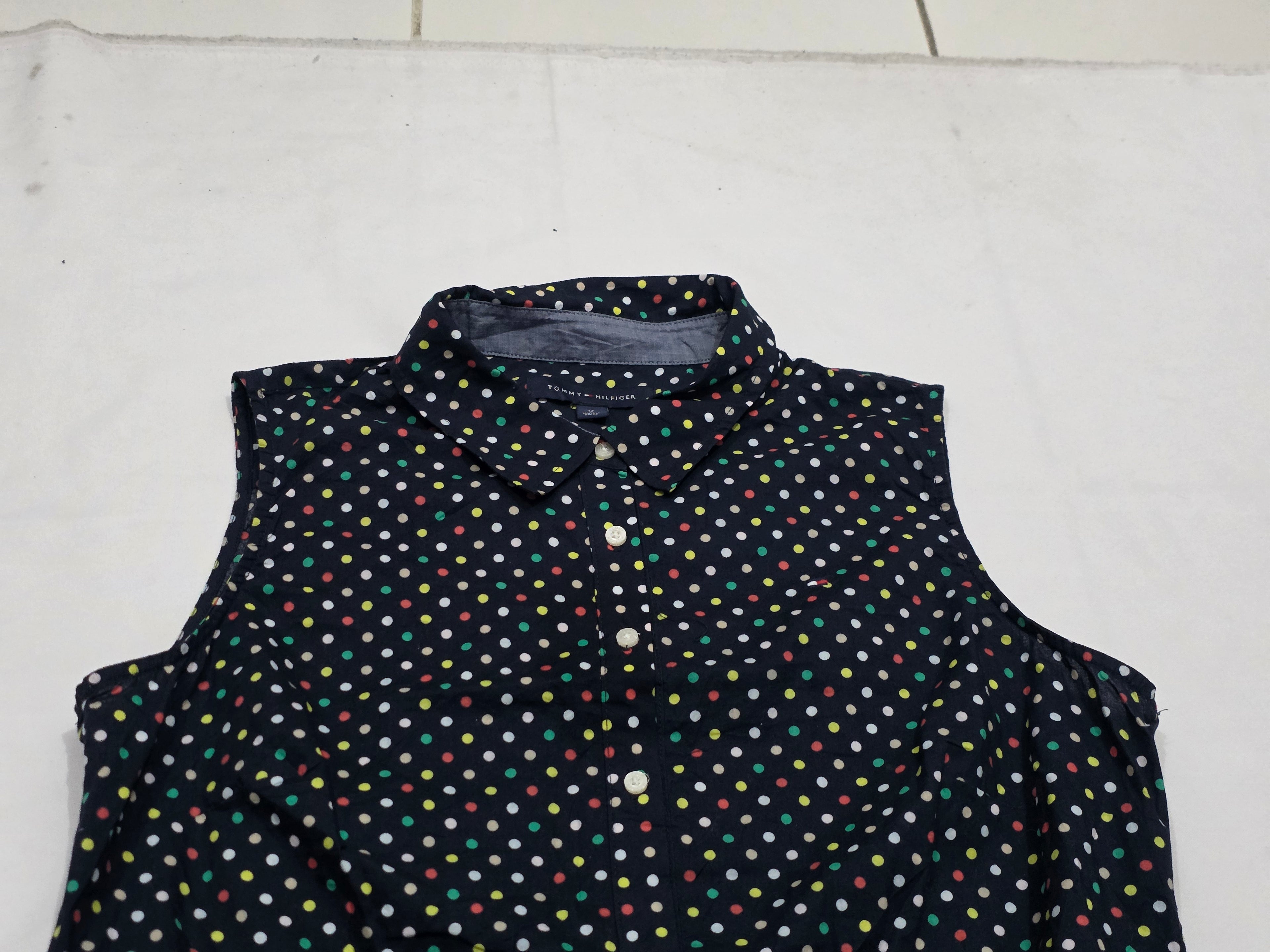 Vestido Camisero Tommy Hilfiger Mujer 12 Sin Manga Lunares