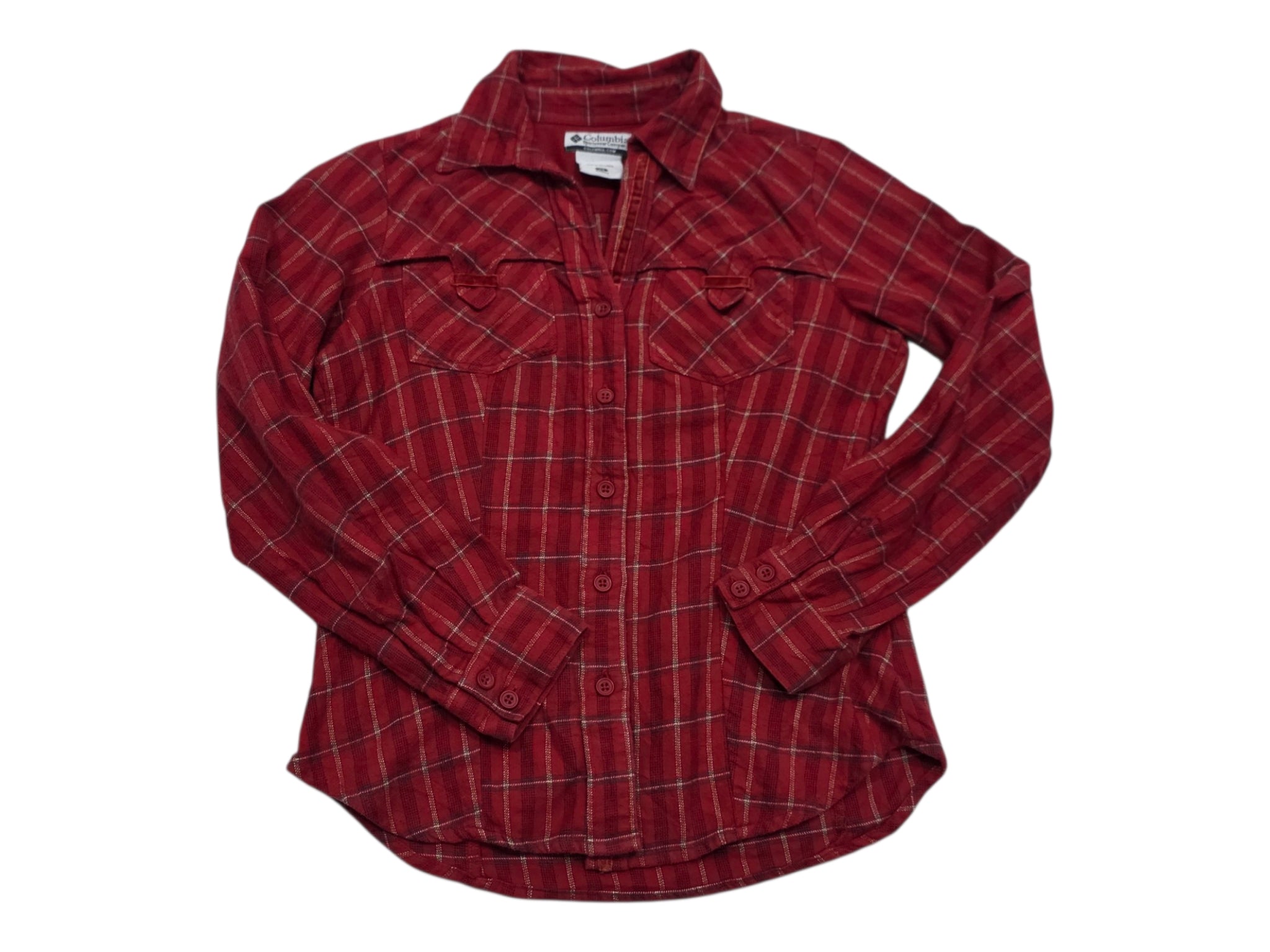 Camisa Columbia De Mujer Talla Extra Chica Roja A Cuadros