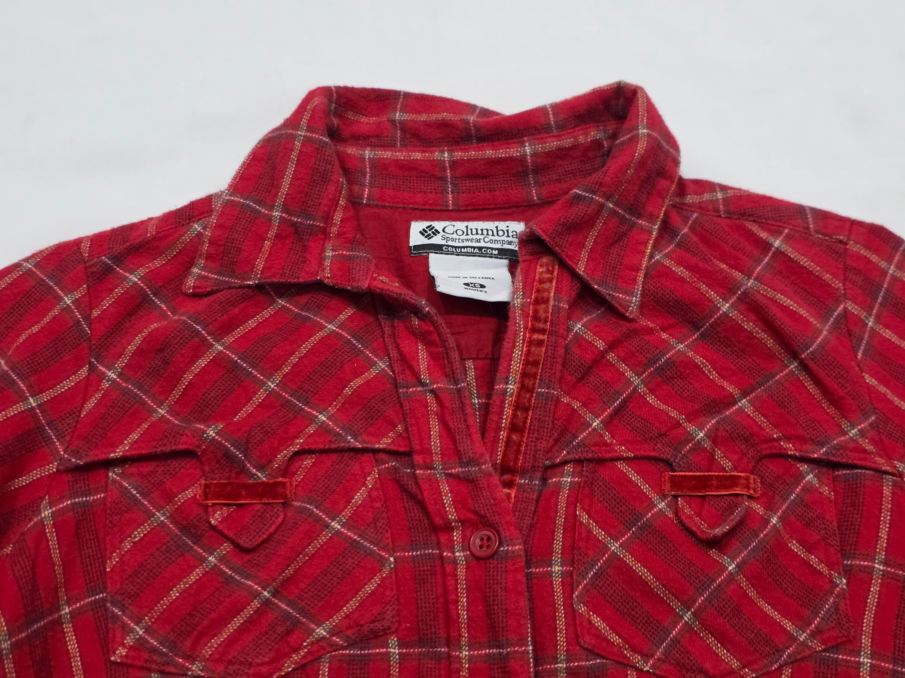 Camisa Columbia De Mujer Talla Extra Chica Roja A Cuadros