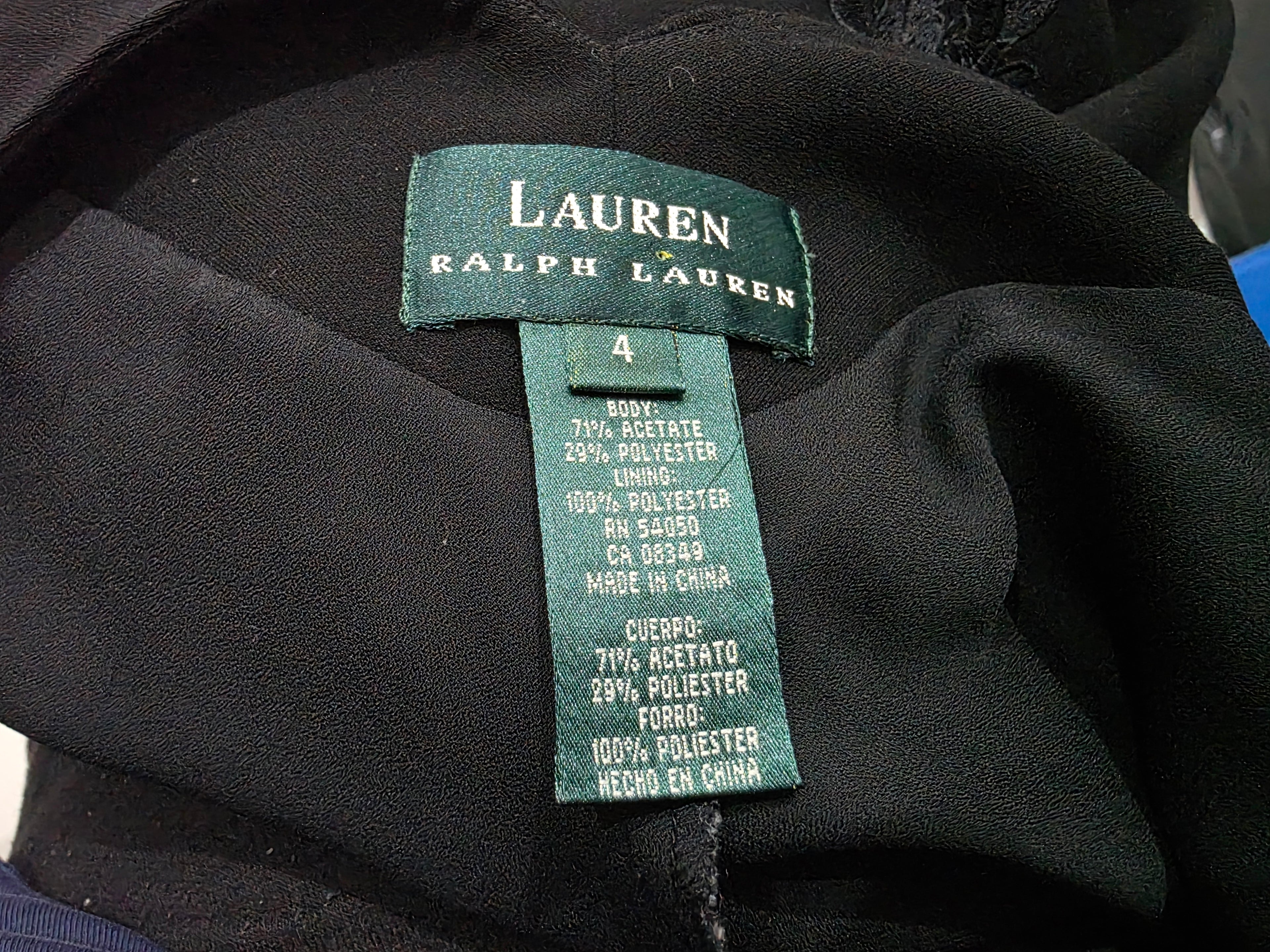 Vestido Ralph Lauren Mujer Largo Flores Colore Negro Talla 4