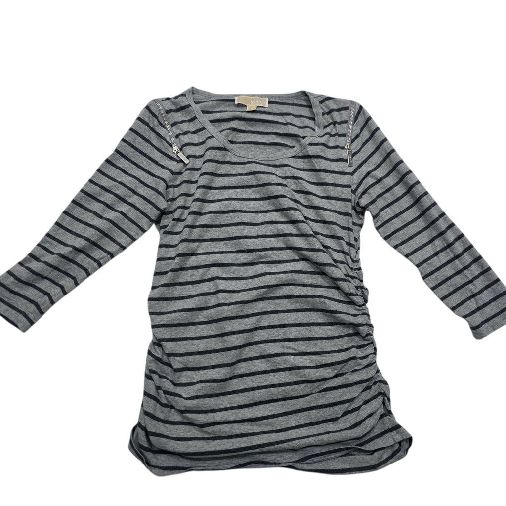 Playera Michael Kors Mediana Gris Rayada Con Cierres