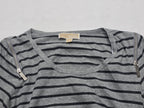 Playera Michael Kors Mediana Gris Rayada Con Cierres