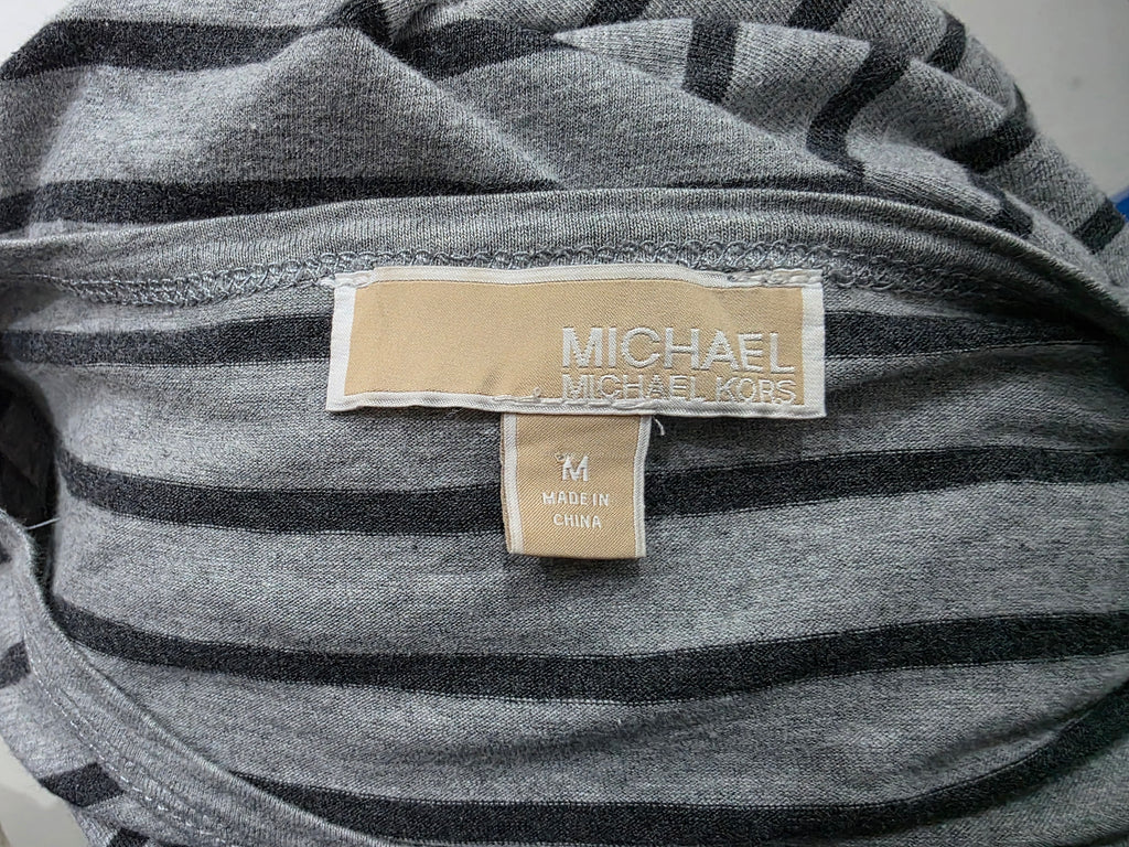 Playera Michael Kors Mediana Gris Rayada Con Cierres