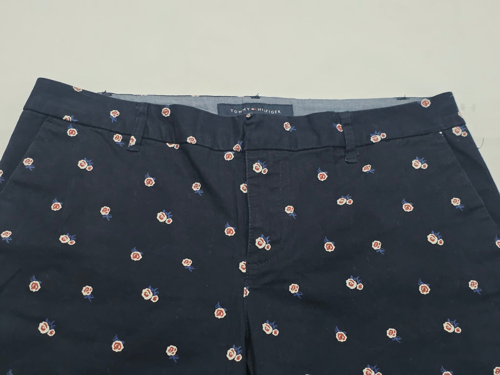 Bermuda Tommy Hilfiger Mujer Azul Marino Con Flores Talla 8