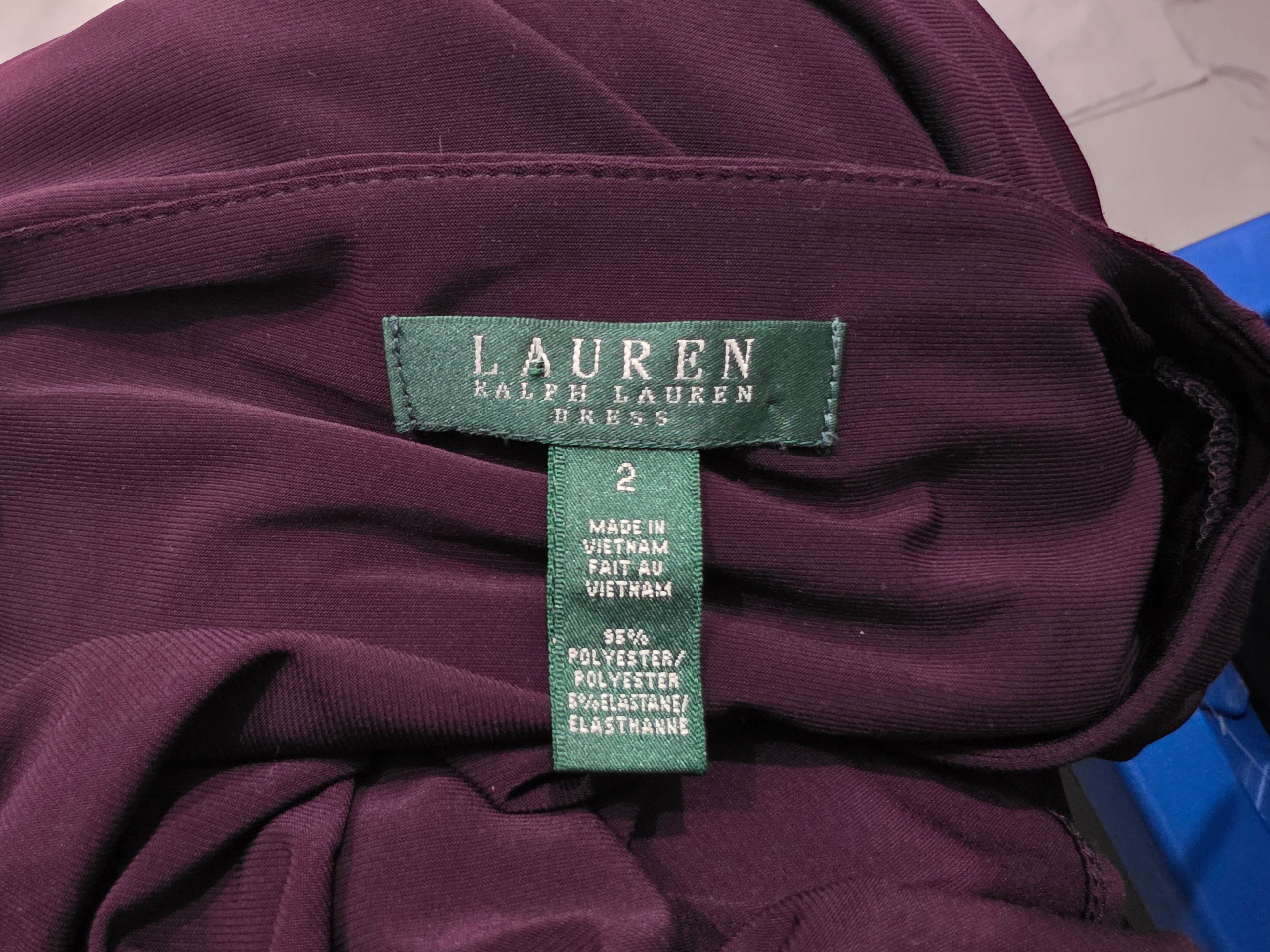 Vestido Ralph Lauren Talla 2 Mujer Morado Oscuro Manga Corta