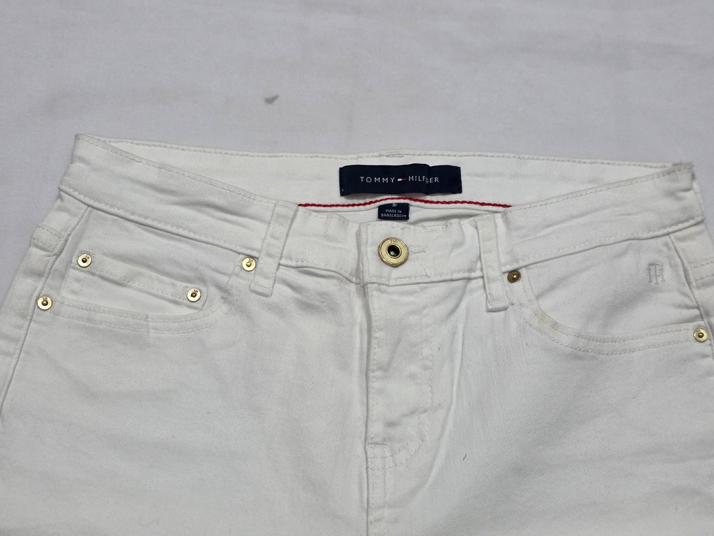 Bermuda De Mezclilla Tommy Hilfiger Mujer 2 Color Blanco