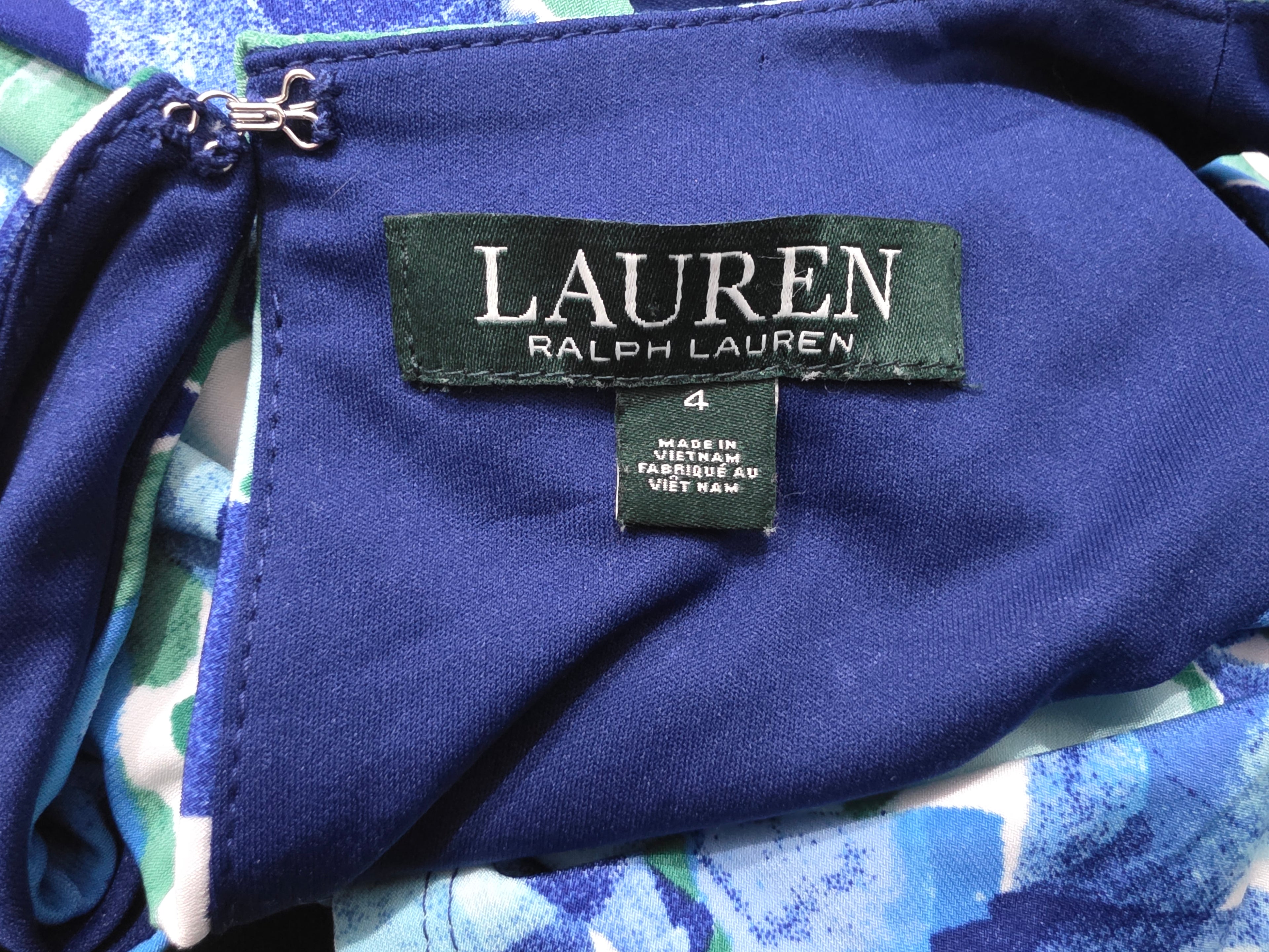 Vestido Ralph Lauren Talla 4 Azul Con Figuras