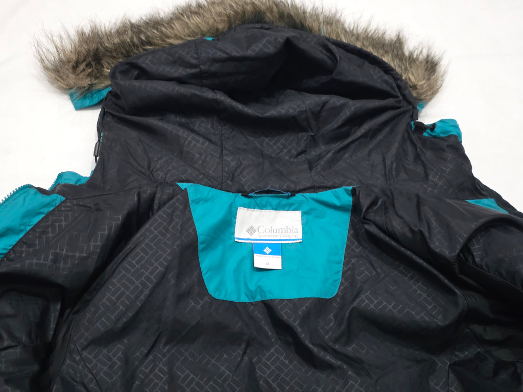 Chamarra Columbia De Mujer Azul Petróleo Mediano Con Gorro