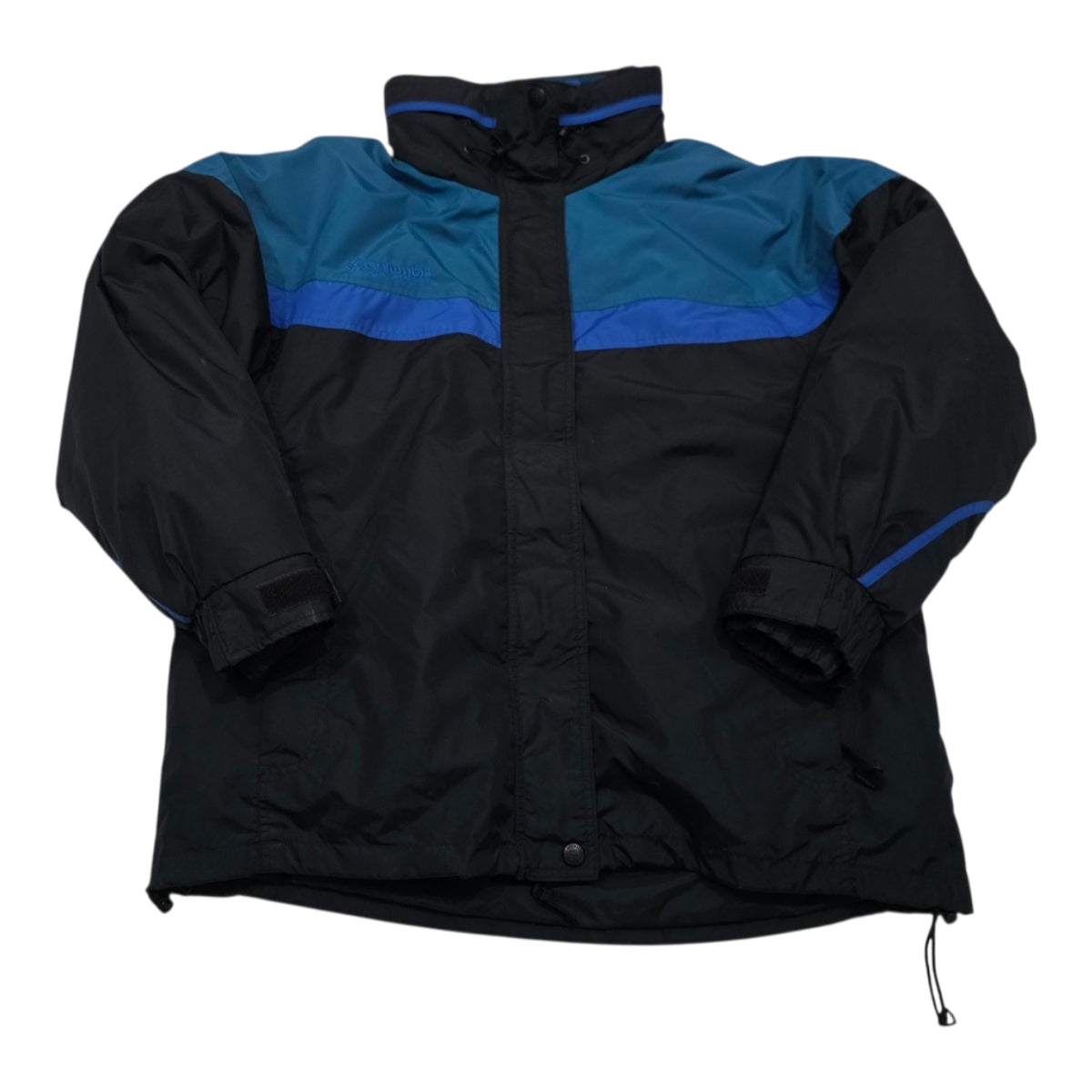 Chamarra Columbia De Mujer Talla Grande Negra Con Azul