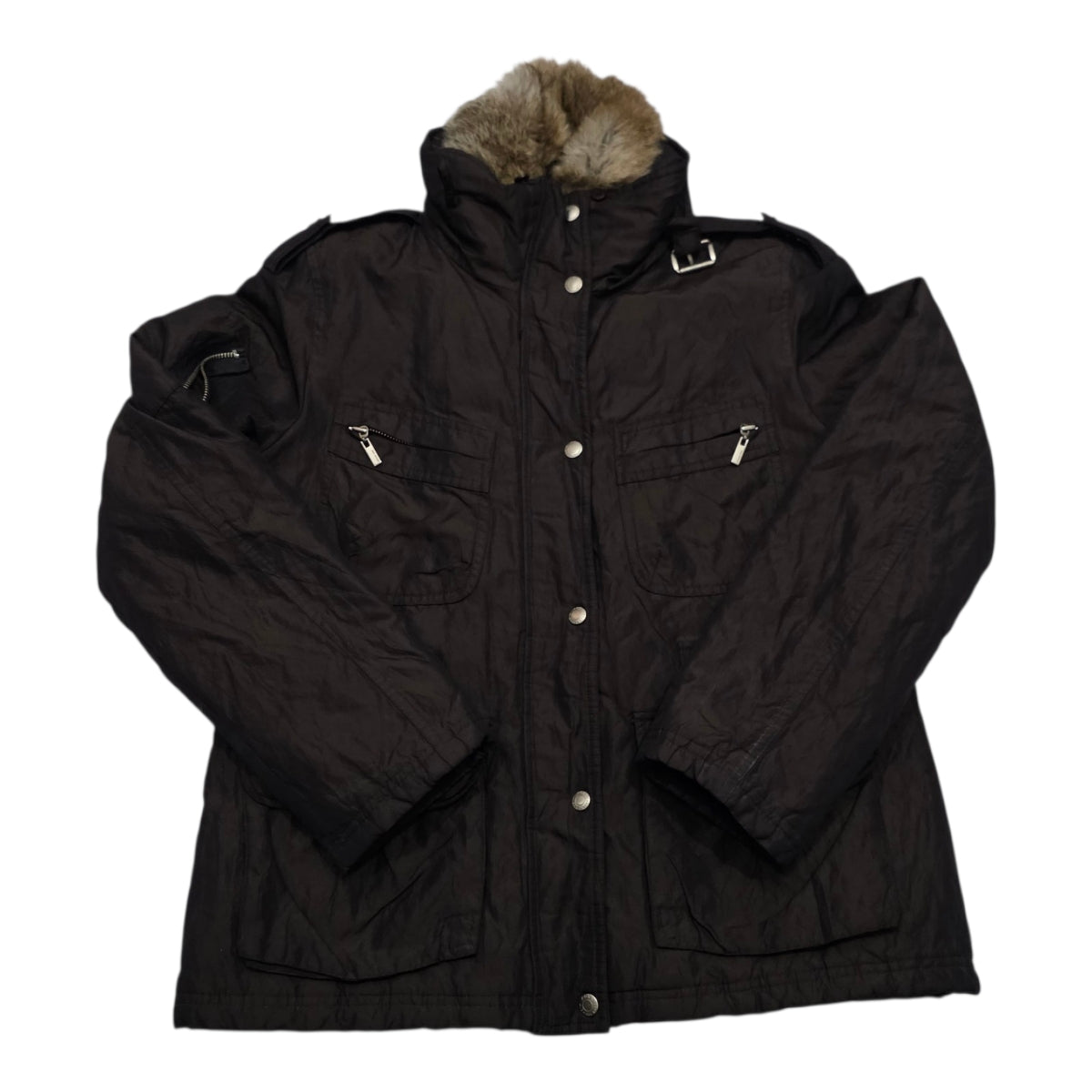 Chamarra Michael Kors Café Con Cuello De Peluche, Talla L