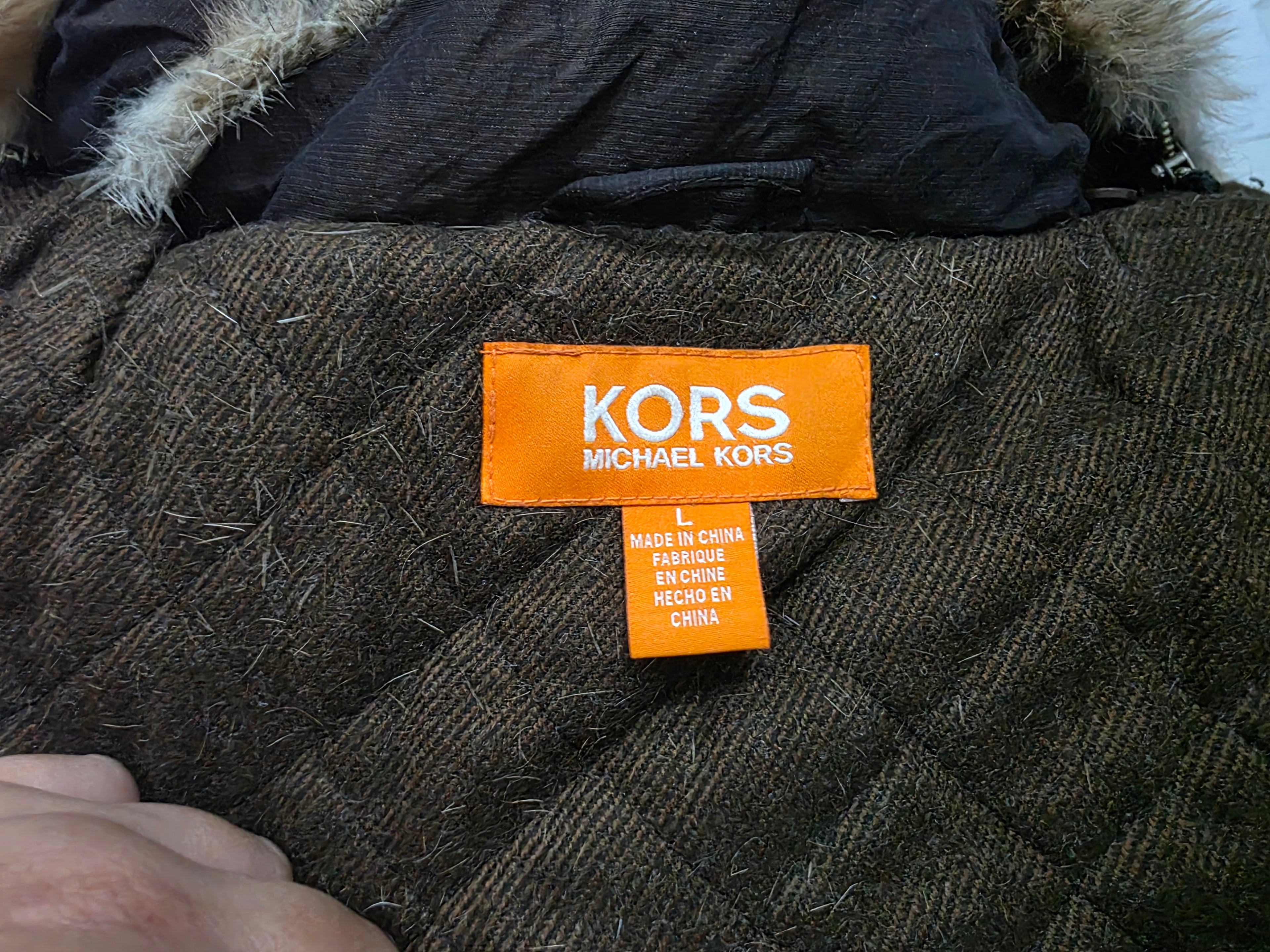Chamarra Michael Kors Café Con Cuello De Peluche, Talla L