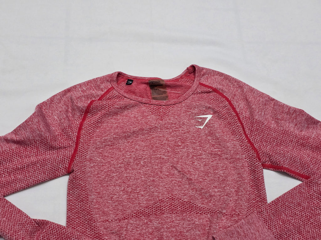 Playera Corta Gymshark Chica Mujer Manga Larga Rosa Jaspeado