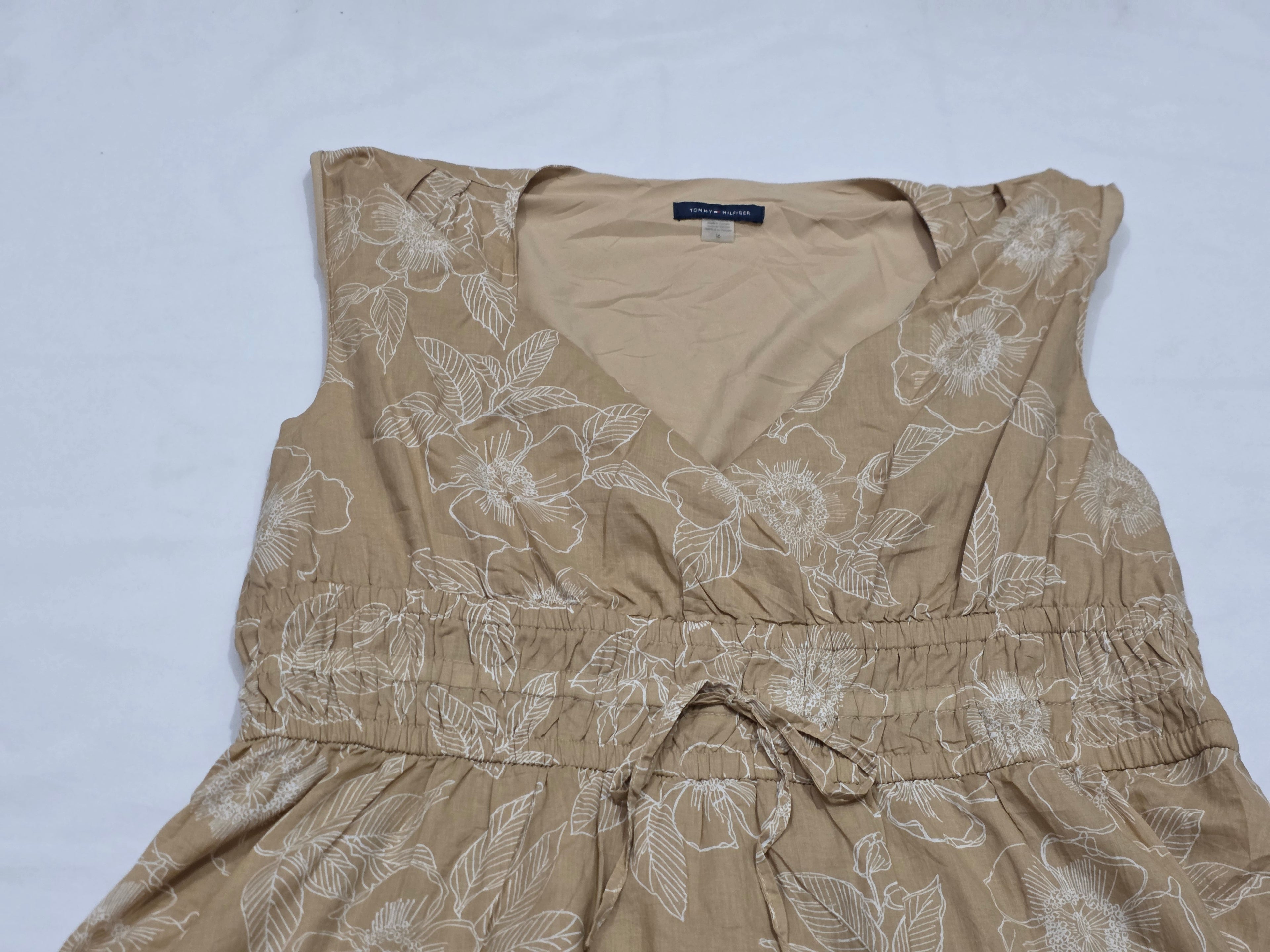Vestido Tommy Hilfiger Mujer 16 Sin Mangas Cafe Floreado