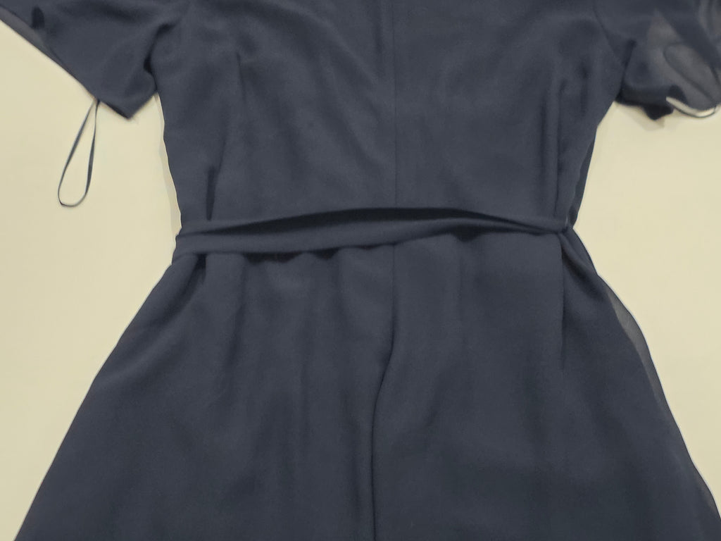 Vestido Lauren Ralph Lauren Azul Wrap Manga Cort Cinturó 14