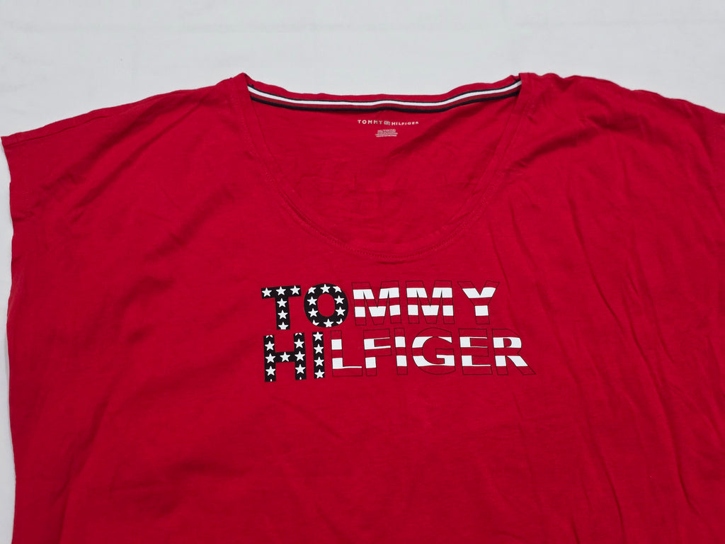 Playera Tommy Hilfiger Mujer Extra Grande Roja Manga Corta